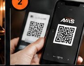 A phone showing the AAS check-in QR code.